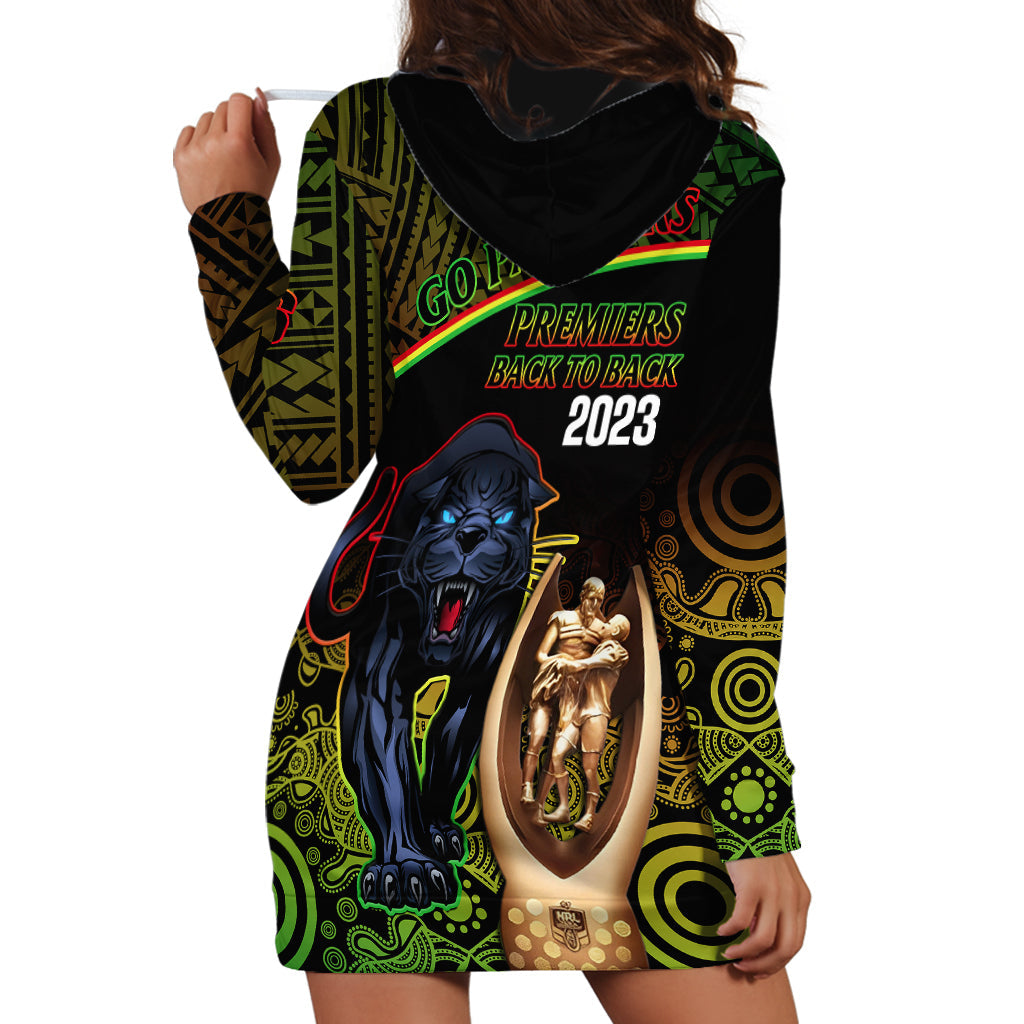 Panthers Rugby Hoodie Dress Go Premiers Back To Back Polynesian Indigenous Art - Vibe Hoodie Shop