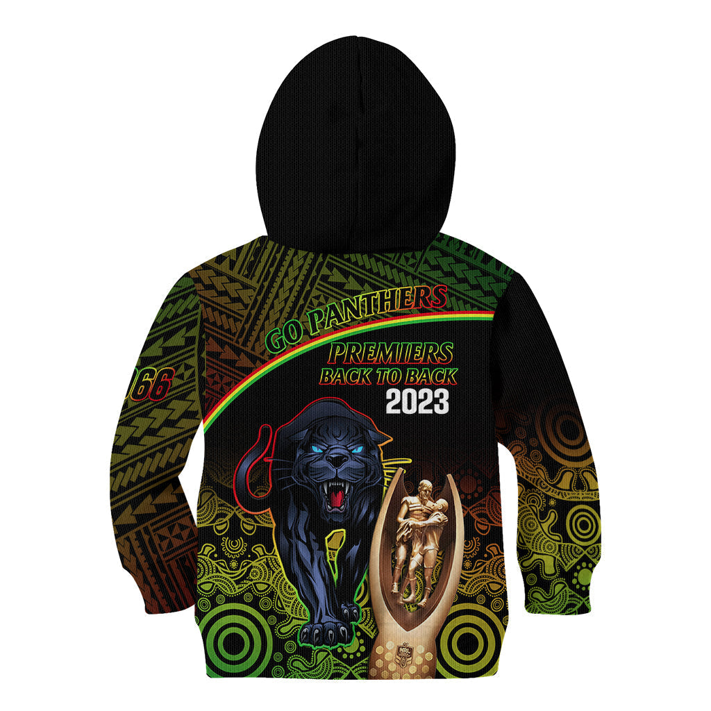 Panthers Rugby Kid Hoodie Go Premiers Back To Back Polynesian Indigenous Art - Vibe Hoodie Shop