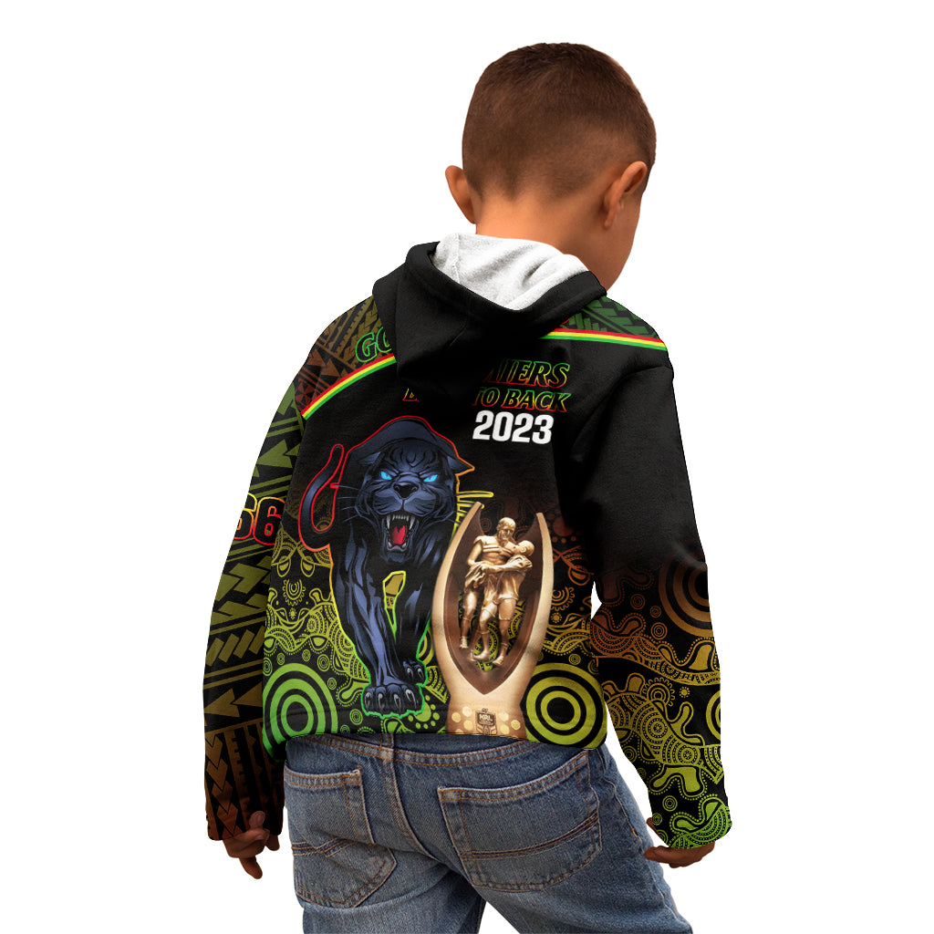 Panthers Rugby Kid Hoodie Go Premiers Back To Back Polynesian Indigenous Art - Vibe Hoodie Shop
