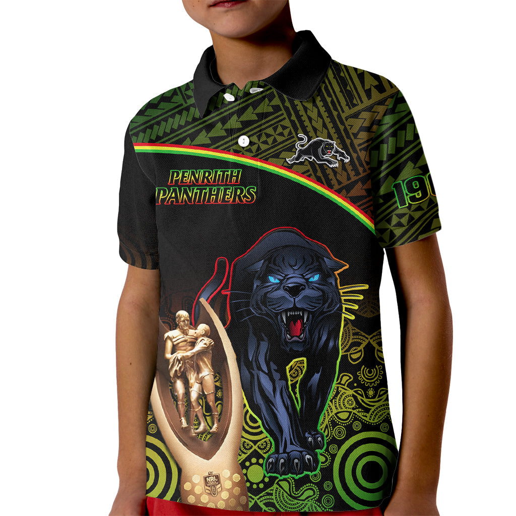 Panthers Rugby Kid Polo Shirt Go Premiers Back To Back Polynesian Indigenous Art - Vibe Hoodie Shop