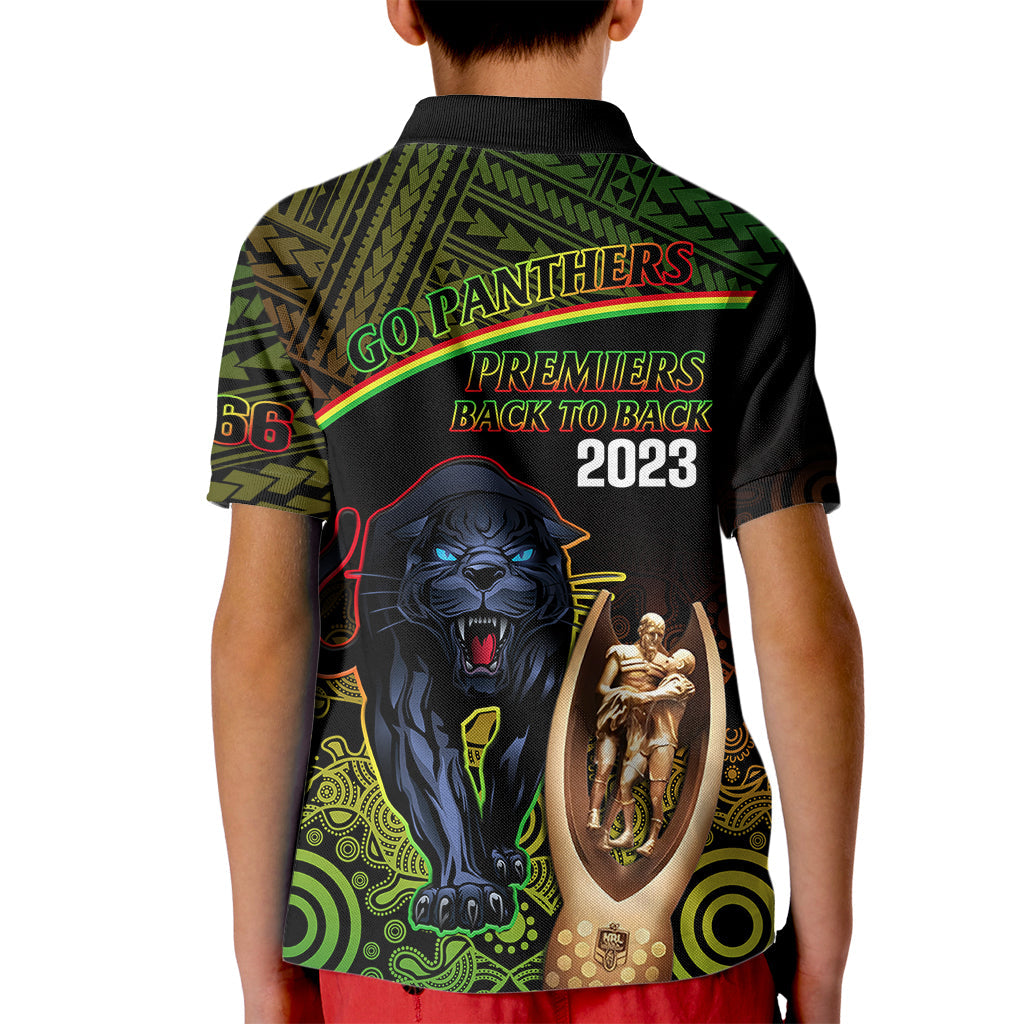 Panthers Rugby Kid Polo Shirt Go Premiers Back To Back Polynesian Indigenous Art - Vibe Hoodie Shop