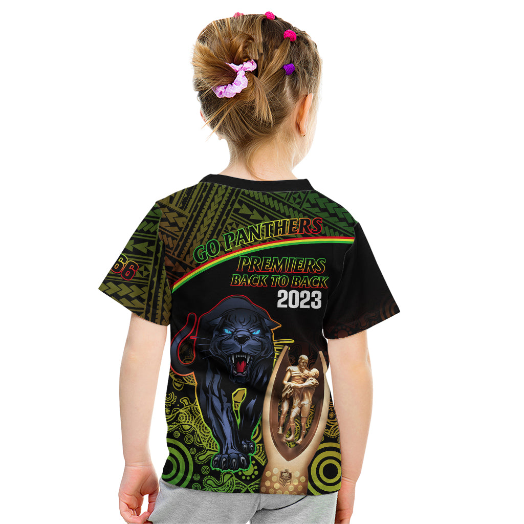 Panthers Rugby Kid T Shirt Go Premiers Back To Back Polynesian Indigenous Art - Vibe Hoodie Shop