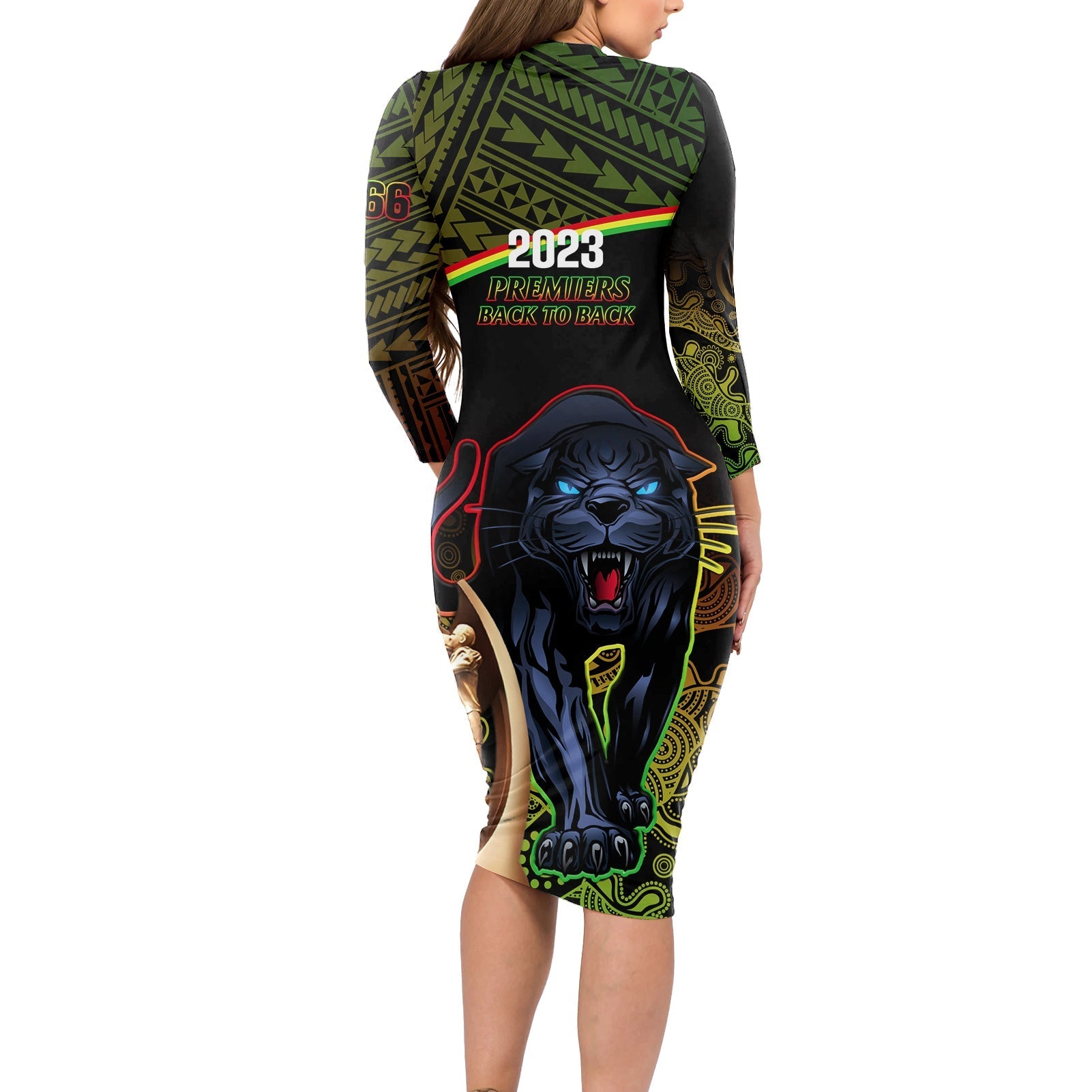 panthers-rugby-long-sleeve-bodycon-dress-go-premiers-back-to-back-polynesian-indigenous-art