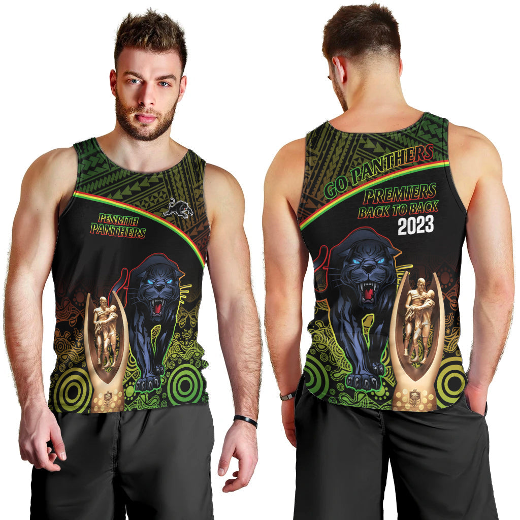 Panthers Rugby Men Tank Top Go Premiers Back To Back Polynesian Indigenous Art - Vibe Hoodie Shop