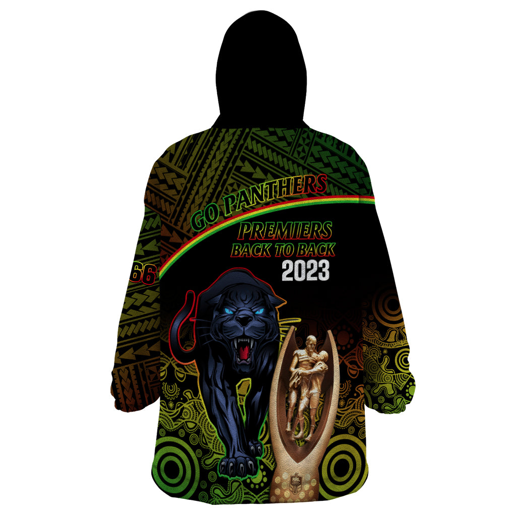 Panthers Rugby Wearable Blanket Hoodie Go Premiers Back To Back Polynesian Indigenous Art - Vibe Hoodie Shop