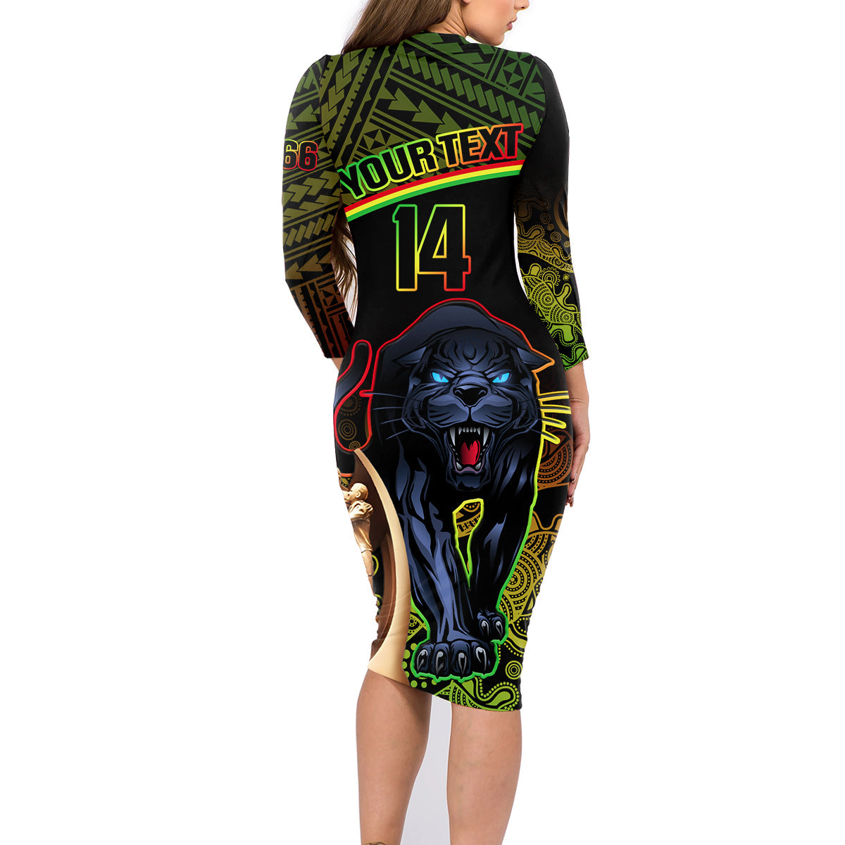 custom-panthers-rugby-family-matching-long-sleeve-bodycon-dress-and-hawaiian-shirt-go-premiers-back-to-back-polynesian-indigenous-art