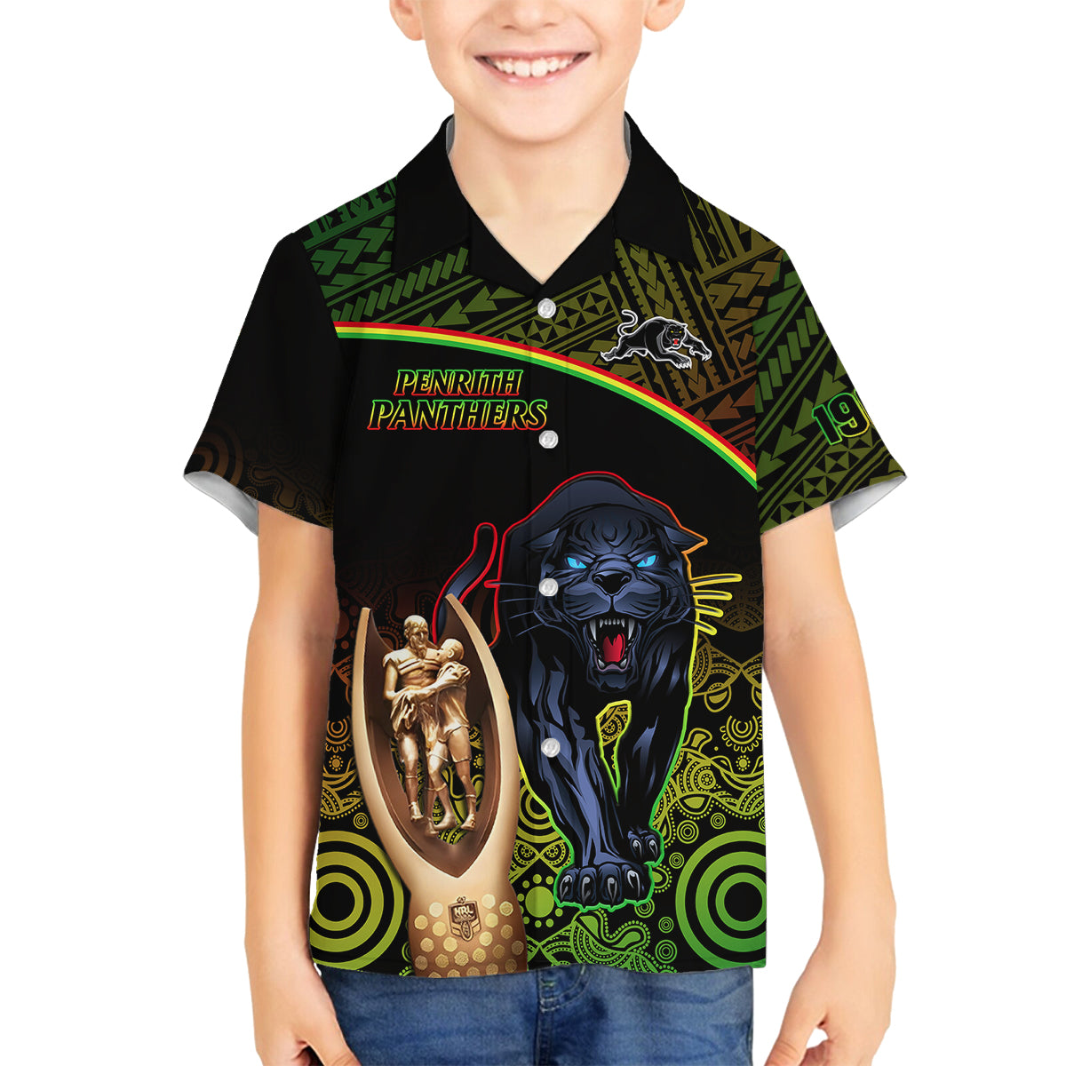 custom-panthers-rugby-family-matching-long-sleeve-bodycon-dress-and-hawaiian-shirt-go-premiers-back-to-back-polynesian-indigenous-art