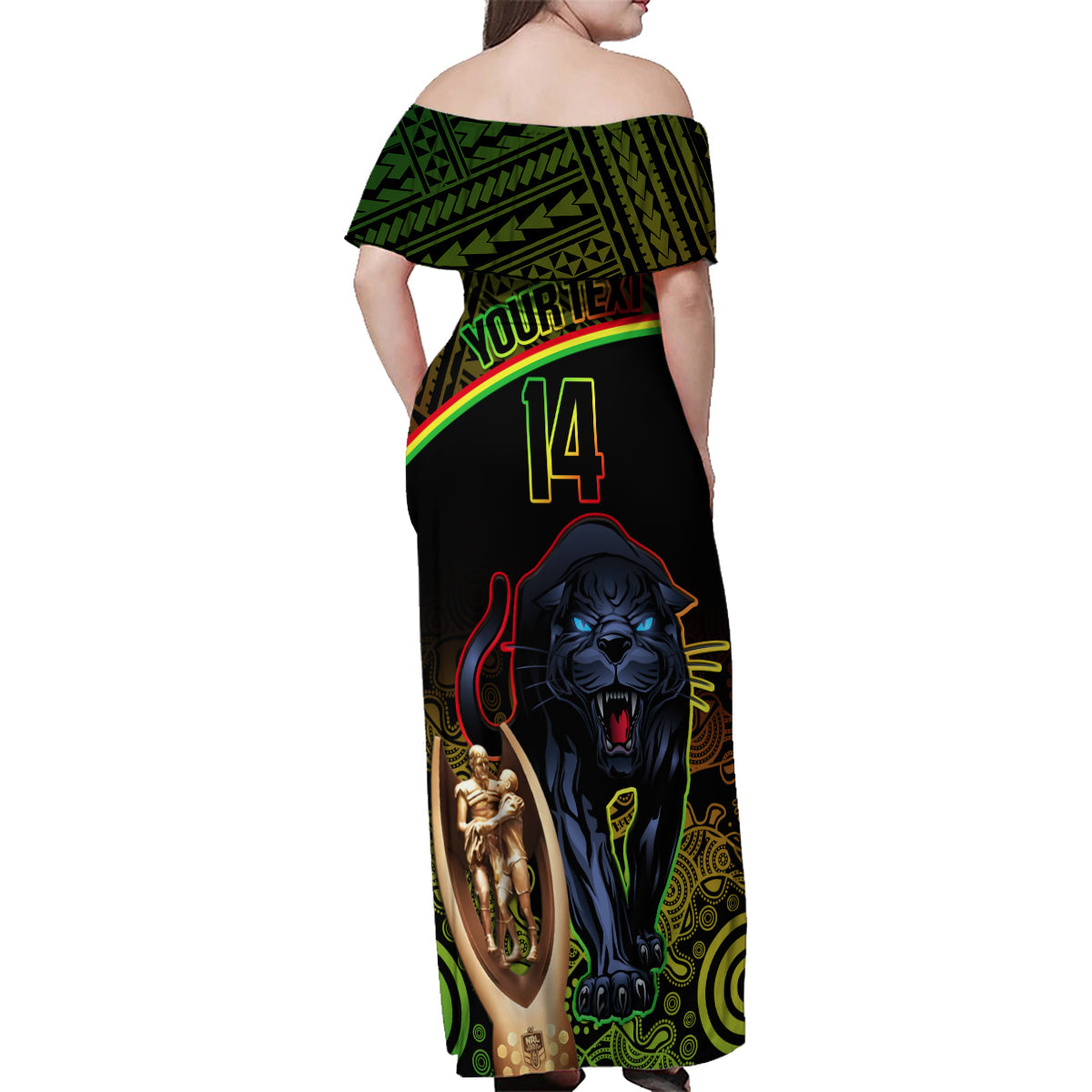 custom-panthers-rugby-family-matching-off-shoulder-maxi-dress-and-hawaiian-shirt-go-premiers-back-to-back-polynesian-indigenous-art