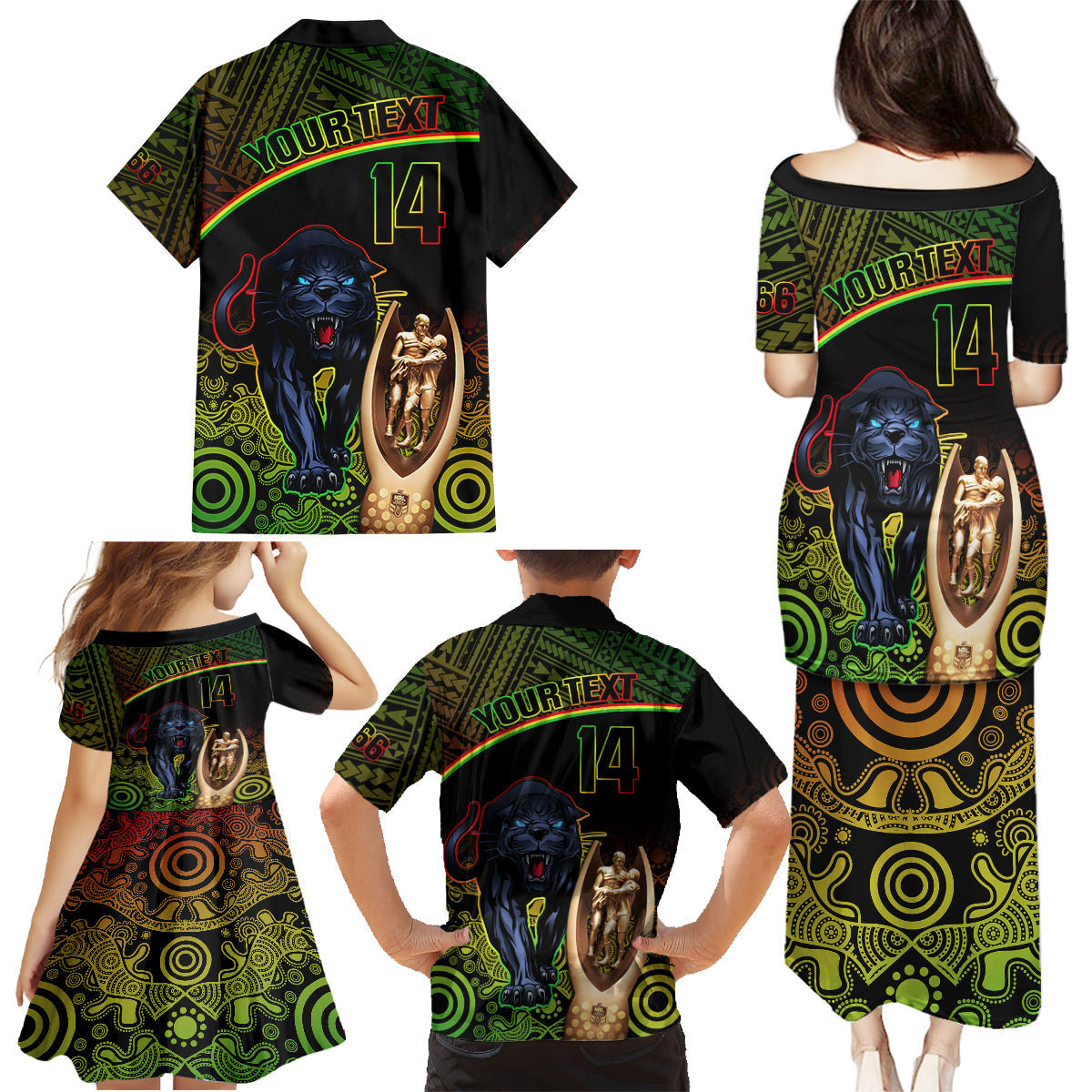 custom-panthers-rugby-family-matching-puletasi-dress-and-hawaiian-shirt-go-premiers-back-to-back-polynesian-indigenous-art