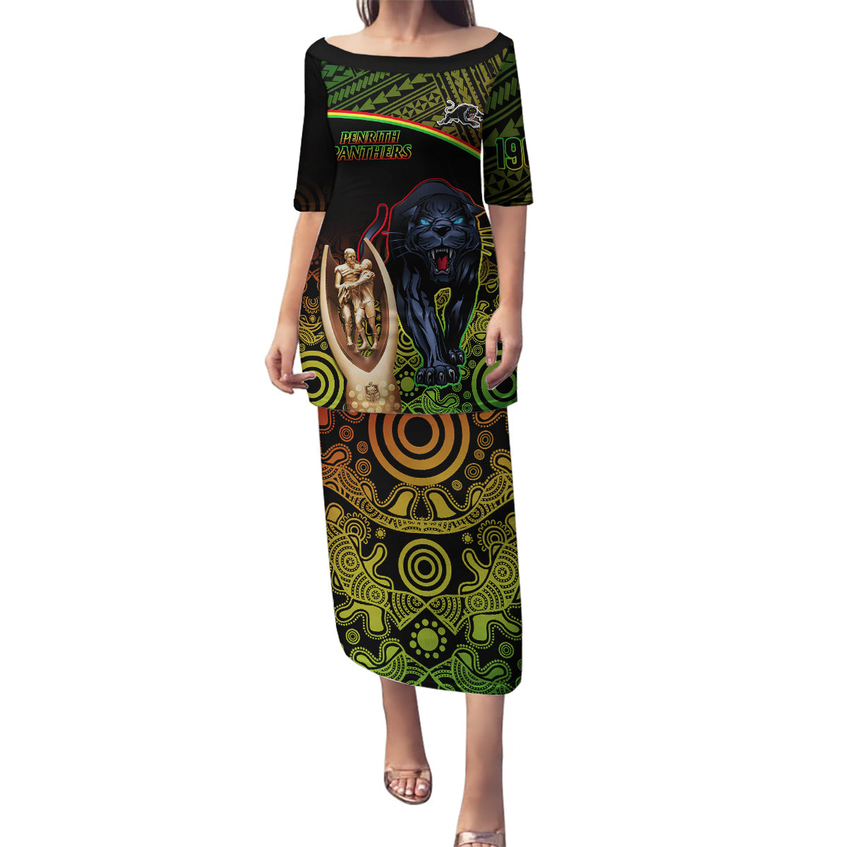 custom-panthers-rugby-family-matching-puletasi-dress-and-hawaiian-shirt-go-premiers-back-to-back-polynesian-indigenous-art