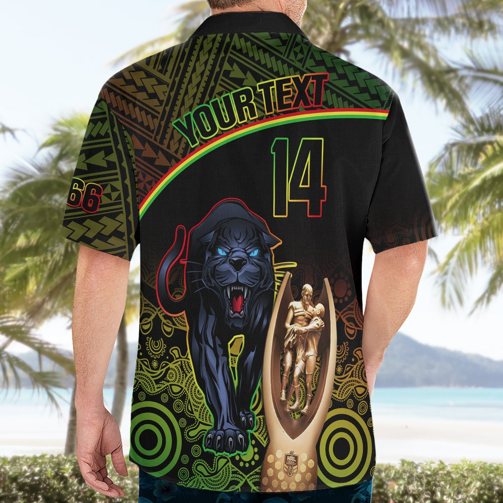 Custom Panthers Rugby Hawaiian Shirt Go Premiers Back To Back Polynesian Indigenous Art - Vibe Hoodie Shop