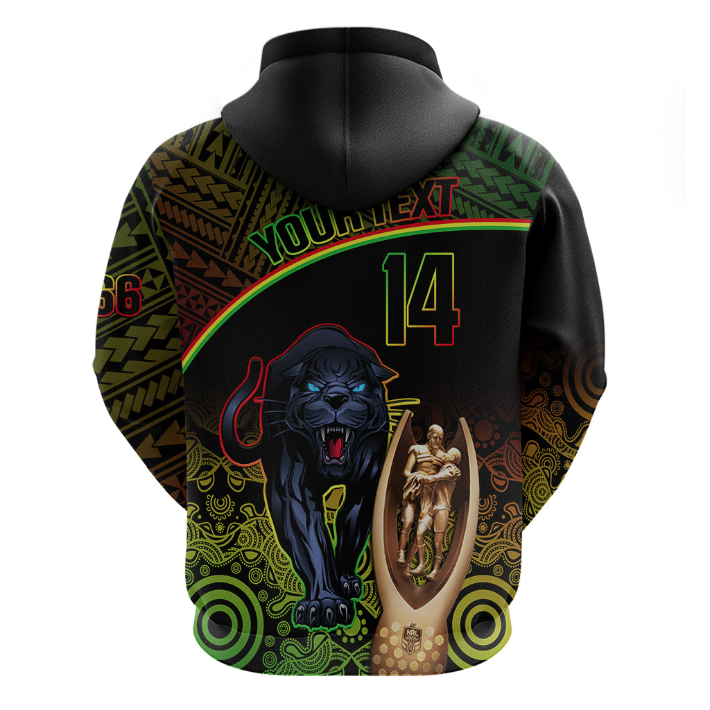 Custom Panthers Rugby Hoodie Go Premiers Back To Back Polynesian Indigenous Art - Vibe Hoodie Shop