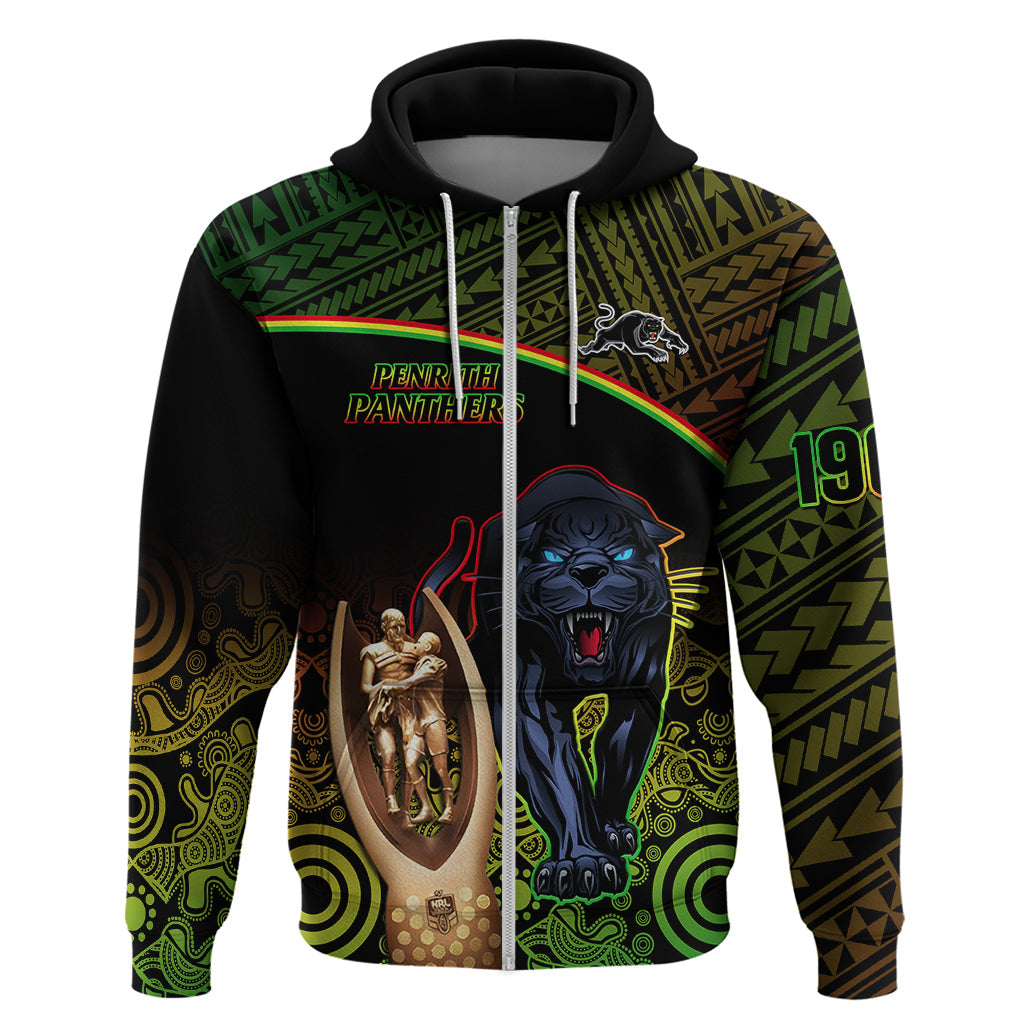 Custom Panthers Rugby Hoodie Go Premiers Back To Back Polynesian Indigenous Art - Vibe Hoodie Shop