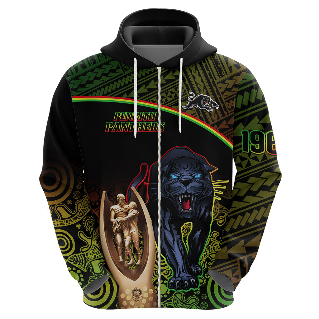 Custom Panthers Rugby Hoodie Go Premiers Back To Back Polynesian Indigenous Art - Vibe Hoodie Shop