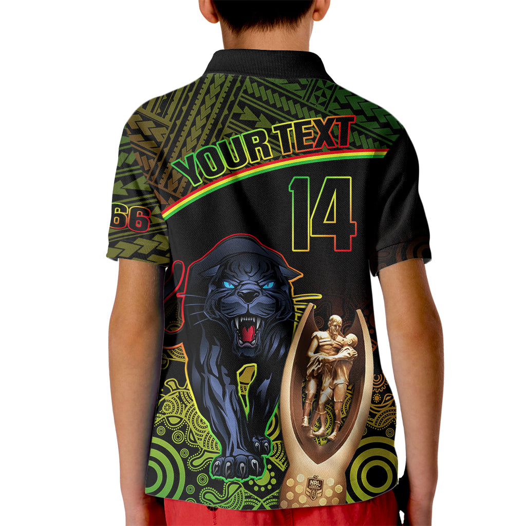 Custom Panthers Rugby Kid Polo Shirt Go Premiers Back To Back Polynesian Indigenous Art - Vibe Hoodie Shop