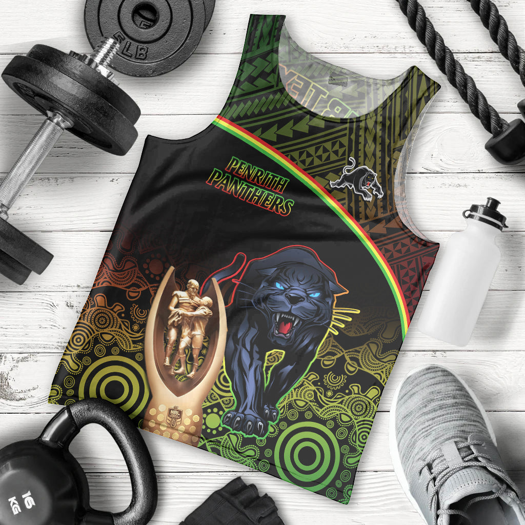 Custom Panthers Rugby Men Tank Top Go Premiers Back To Back Polynesian Indigenous Art - Vibe Hoodie Shop