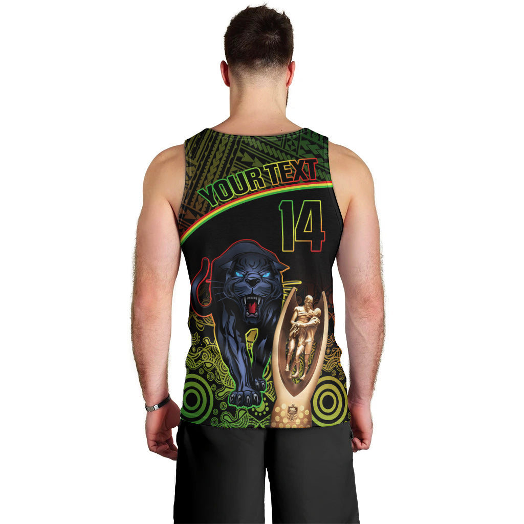Custom Panthers Rugby Men Tank Top Go Premiers Back To Back Polynesian Indigenous Art - Vibe Hoodie Shop