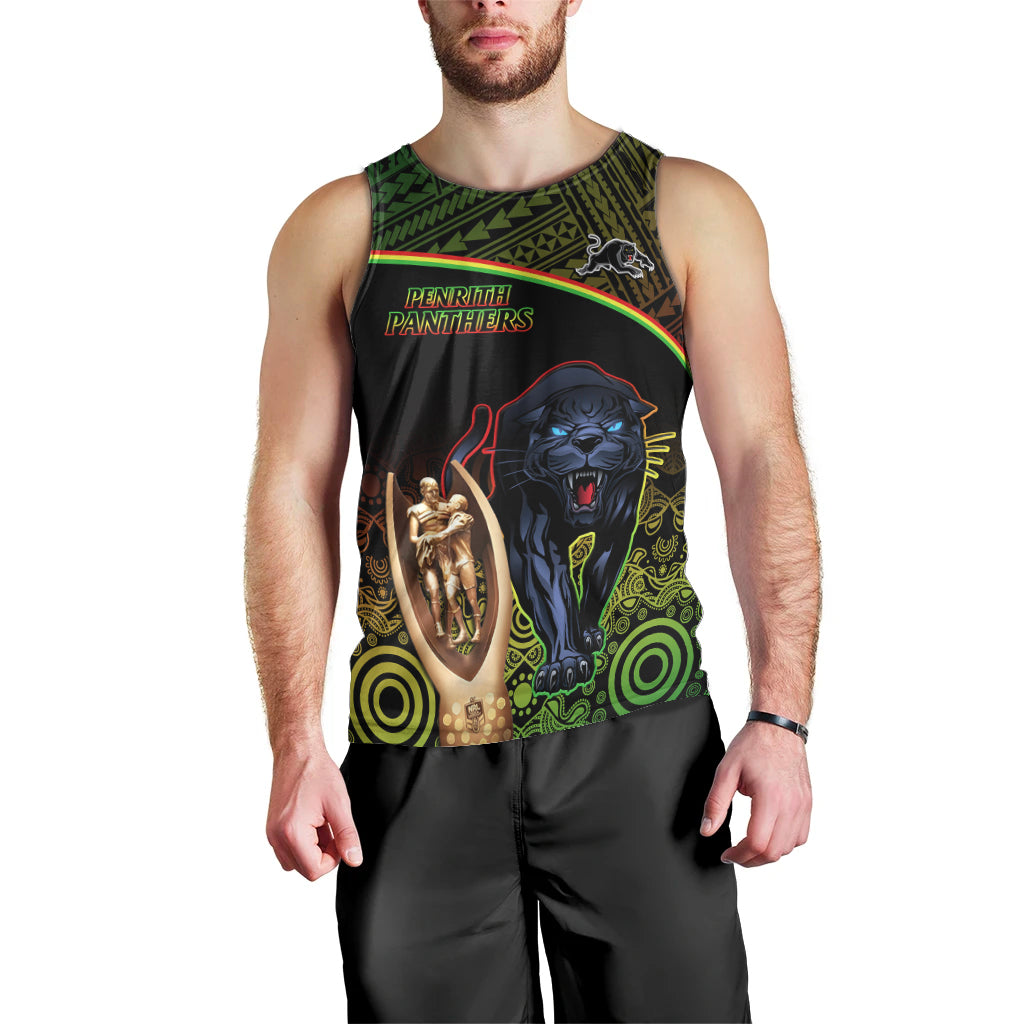 Custom Panthers Rugby Men Tank Top Go Premiers Back To Back Polynesian Indigenous Art - Vibe Hoodie Shop