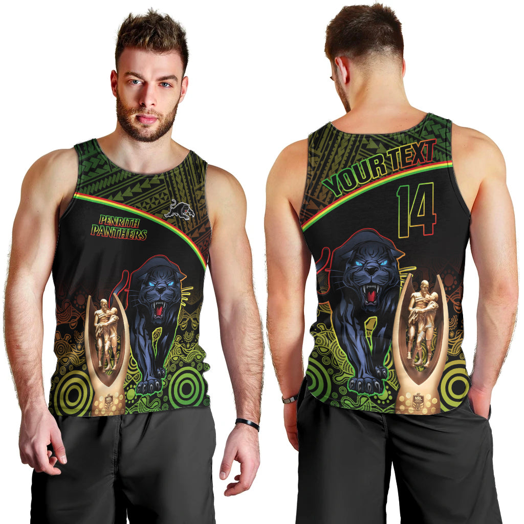 Custom Panthers Rugby Men Tank Top Go Premiers Back To Back Polynesian Indigenous Art - Vibe Hoodie Shop