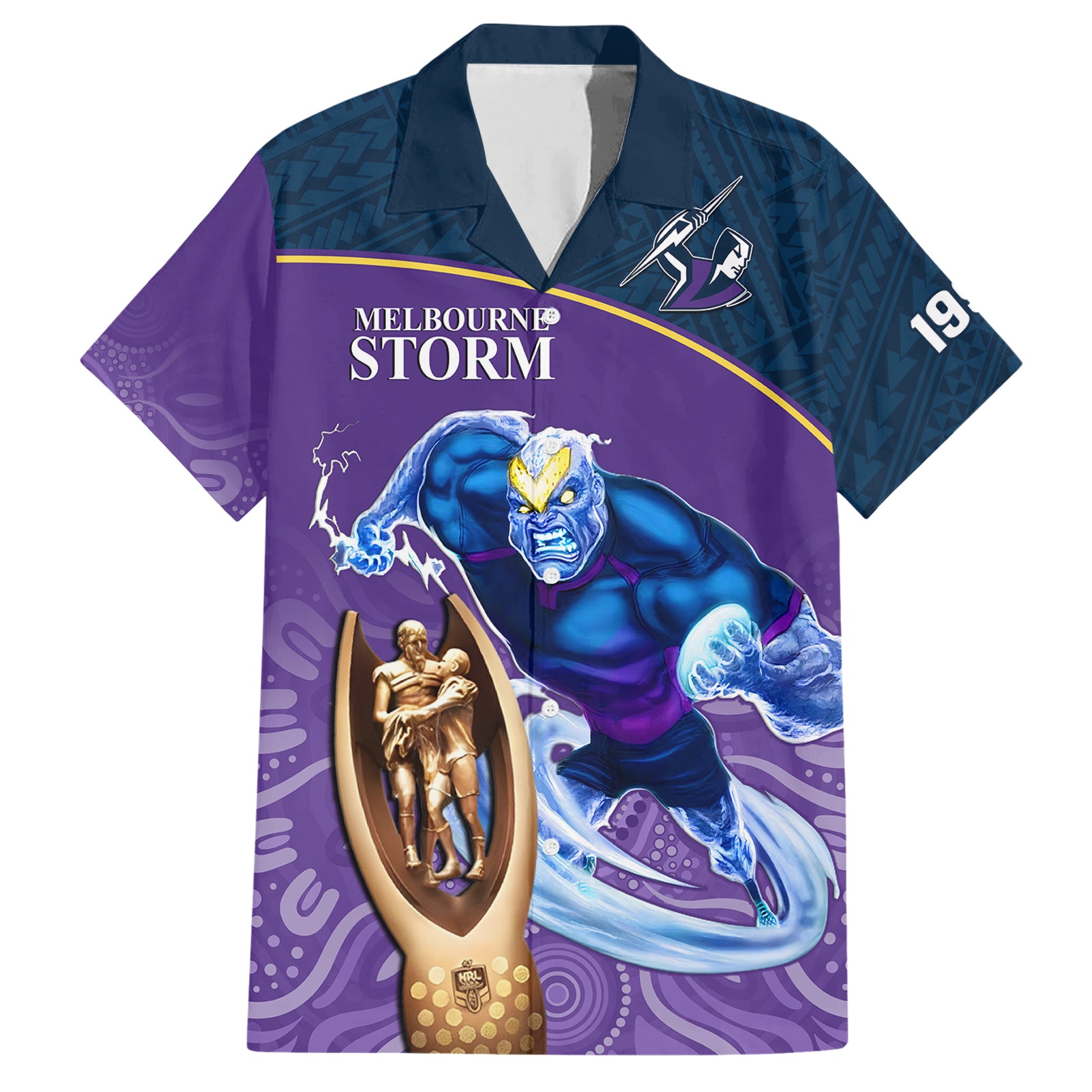 Storm Rugby Hawaiian Shirt Go Champions 2023 Mascot With Polynesian Indigenous Art - Vibe Hoodie Shop