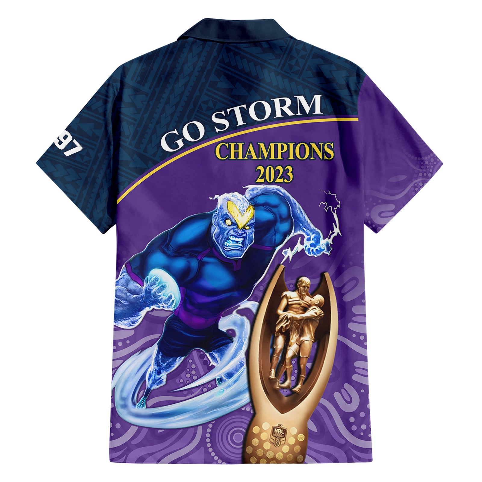Storm Rugby Hawaiian Shirt Go Champions 2023 Mascot With Polynesian Indigenous Art - Vibe Hoodie Shop