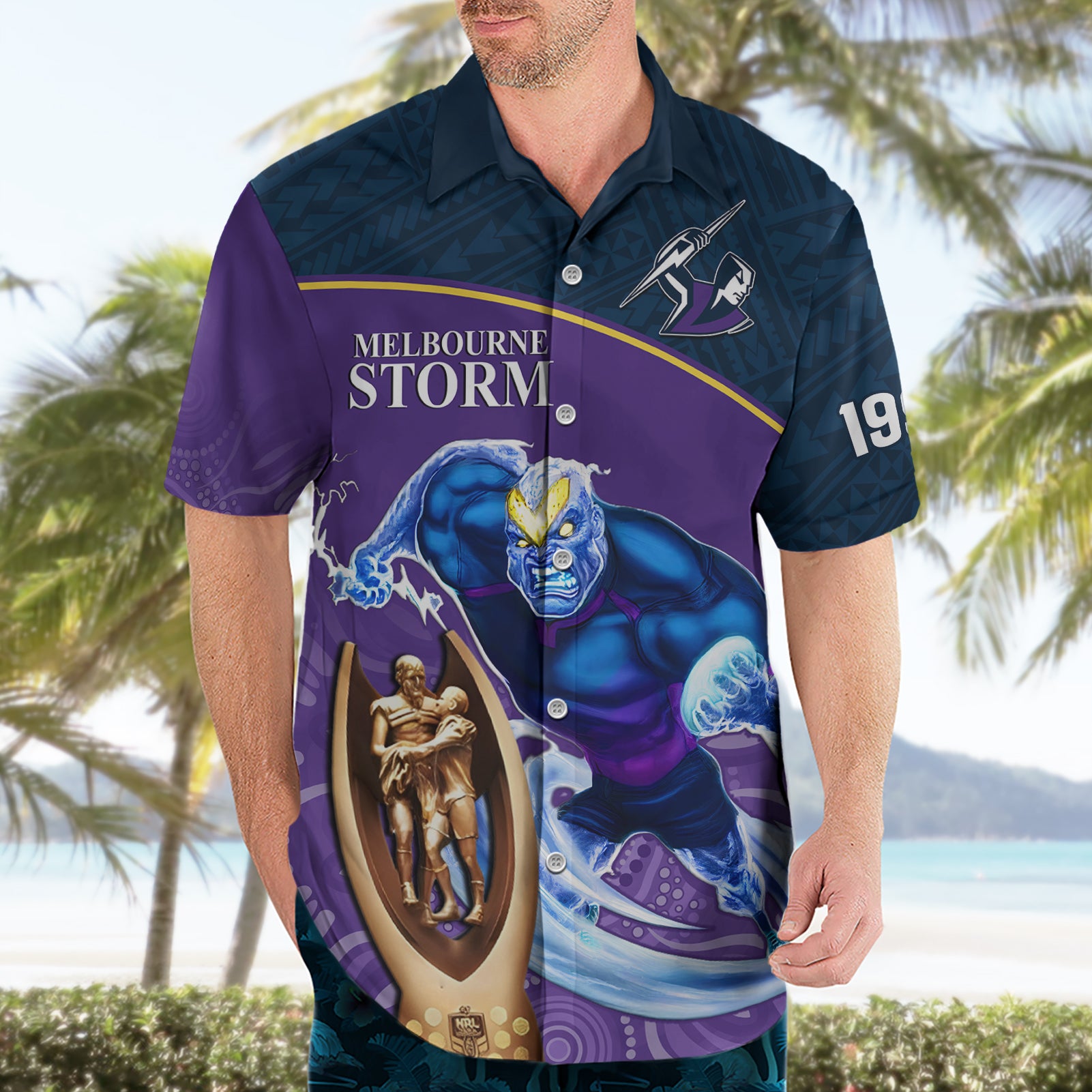 Storm Rugby Hawaiian Shirt Go Champions 2023 Mascot With Polynesian Indigenous Art - Vibe Hoodie Shop