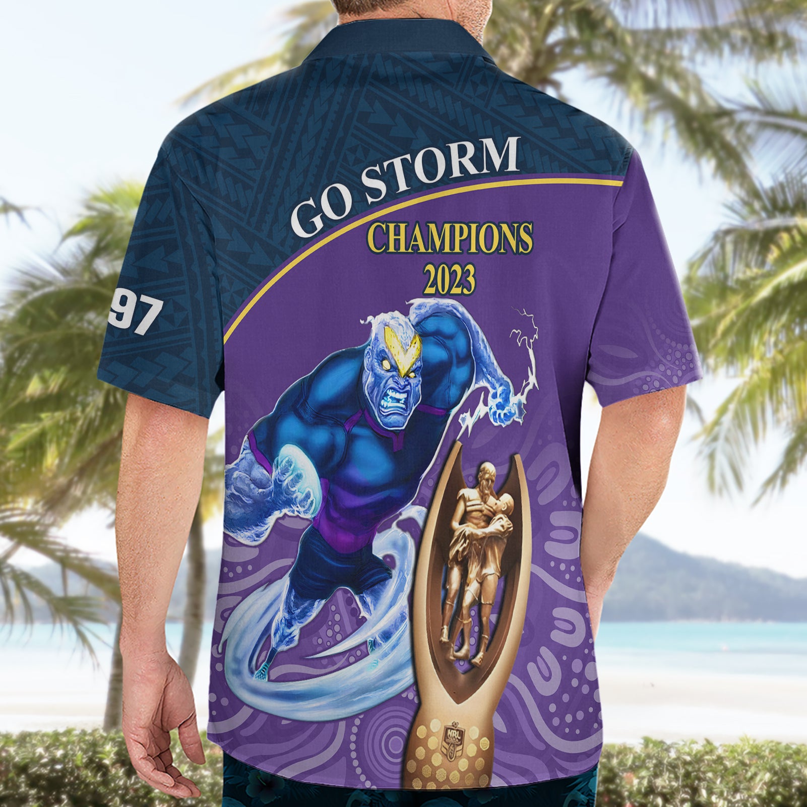 Storm Rugby Hawaiian Shirt Go Champions 2023 Mascot With Polynesian Indigenous Art - Vibe Hoodie Shop