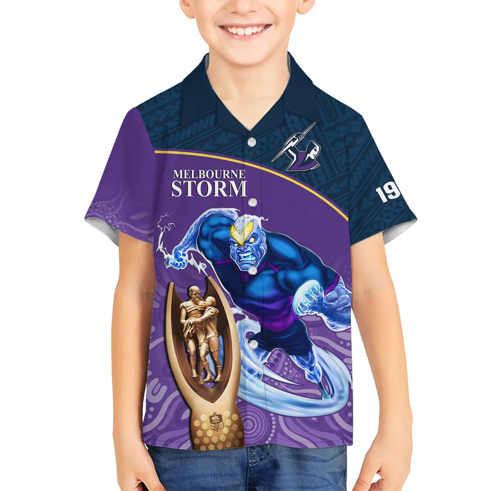Storm Rugby Hawaiian Shirt Go Champions 2023 Mascot With Polynesian Indigenous Art - Vibe Hoodie Shop