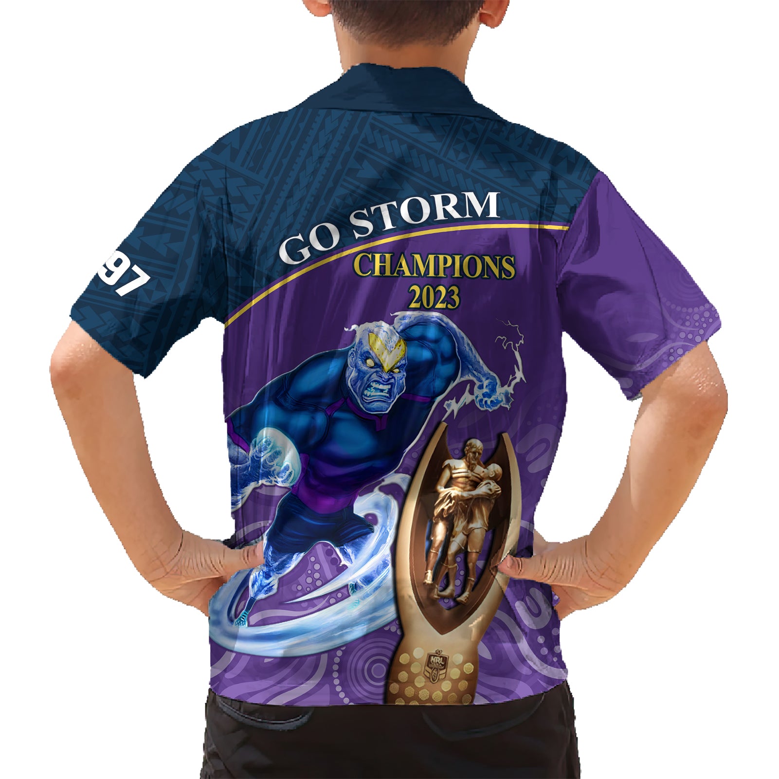 Storm Rugby Hawaiian Shirt Go Champions 2023 Mascot With Polynesian Indigenous Art - Vibe Hoodie Shop