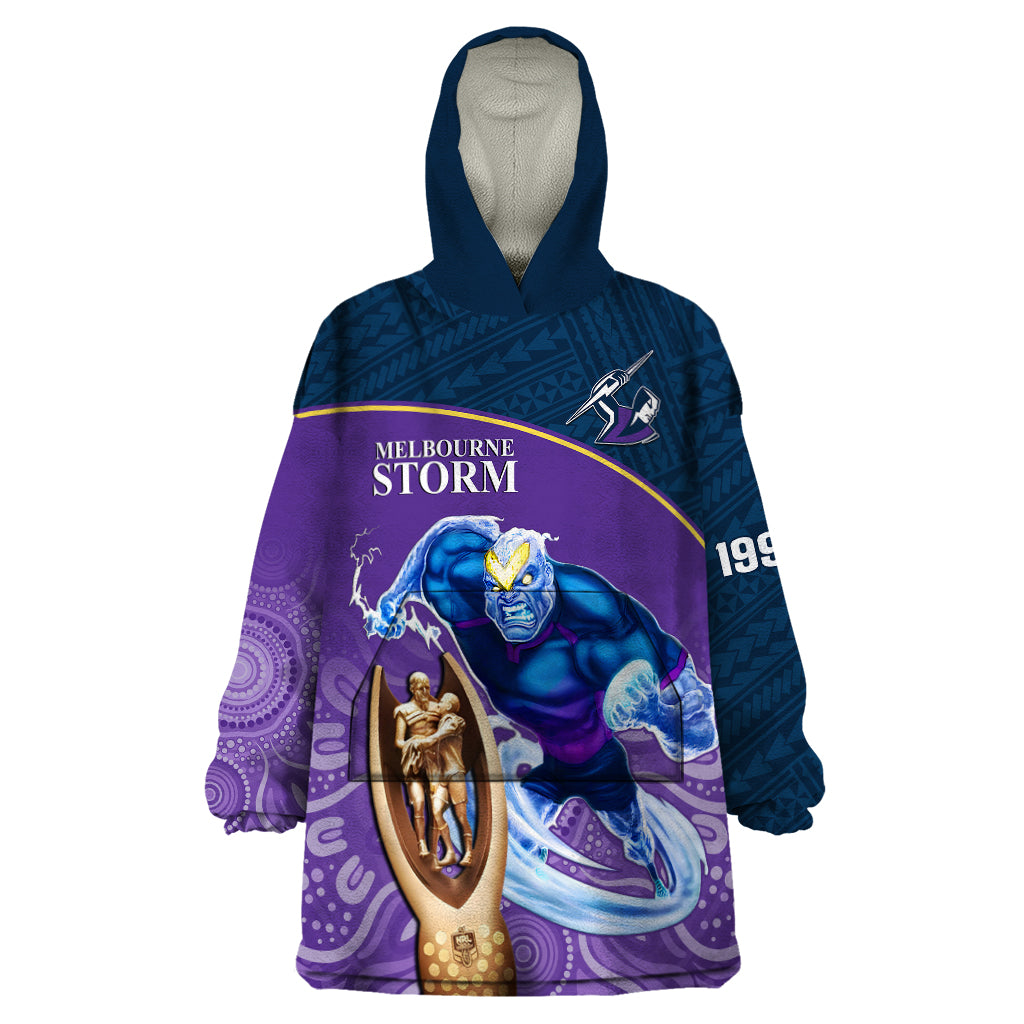 Custom Storm Rugby Wearable Blanket Hoodie Go Champions 2023 Mascot With Polynesian Indigenous Art - Vibe Hoodie Shop