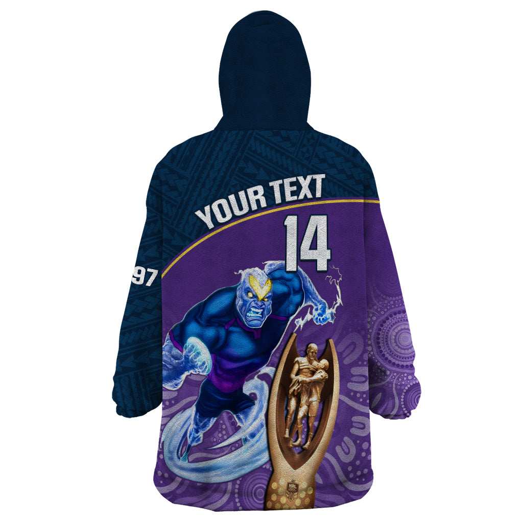 Custom Storm Rugby Wearable Blanket Hoodie Go Champions 2023 Mascot With Polynesian Indigenous Art - Vibe Hoodie Shop