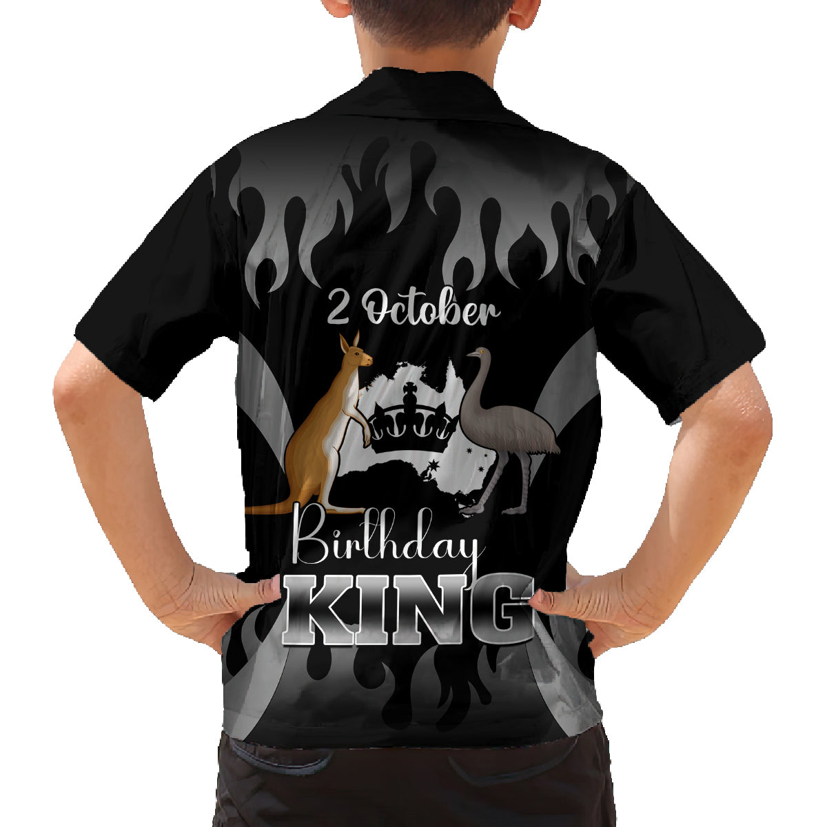 australia-king-birthday-family-matching-long-sleeve-bodycon-dress-and-hawaiian-shirt-australian-map-with-crown-black-version