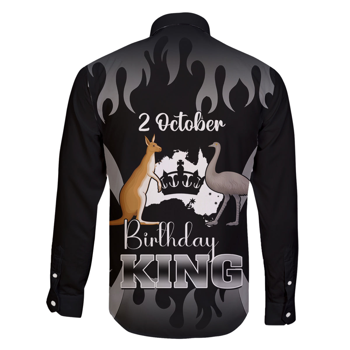 australia-king-birthday-family-matching-long-sleeve-bodycon-dress-and-hawaiian-shirt-australian-map-with-crown-black-version