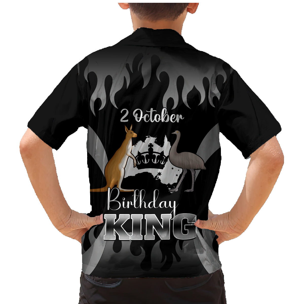 australia-king-birthday-family-matching-mermaid-dress-and-hawaiian-shirt-australian-map-with-crown-black-version