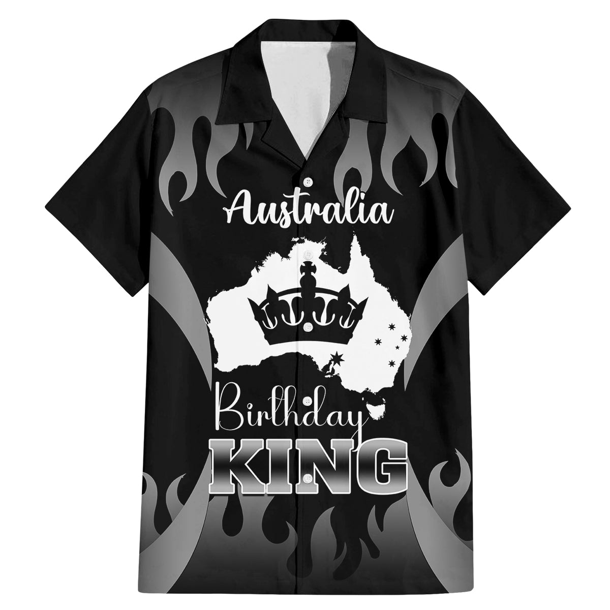 australia-king-birthday-family-matching-mermaid-dress-and-hawaiian-shirt-australian-map-with-crown-black-version