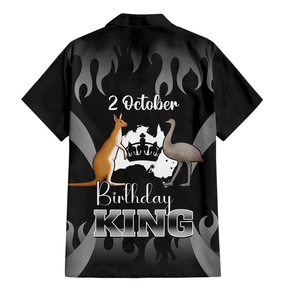 australia-king-birthday-family-matching-mermaid-dress-and-hawaiian-shirt-australian-map-with-crown-black-version