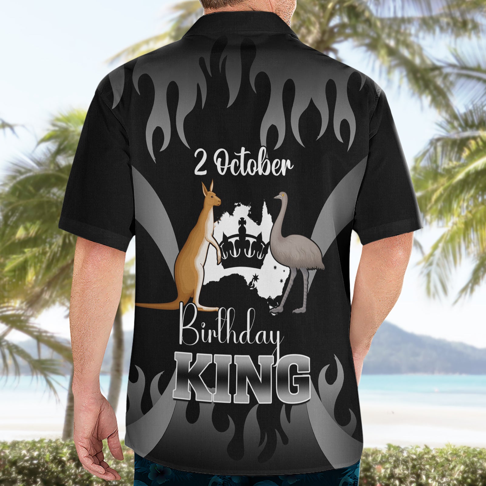 Australia King Birthday Hawaiian Shirt Australian Map With Crown Black Version - Vibe Hoodie Shop