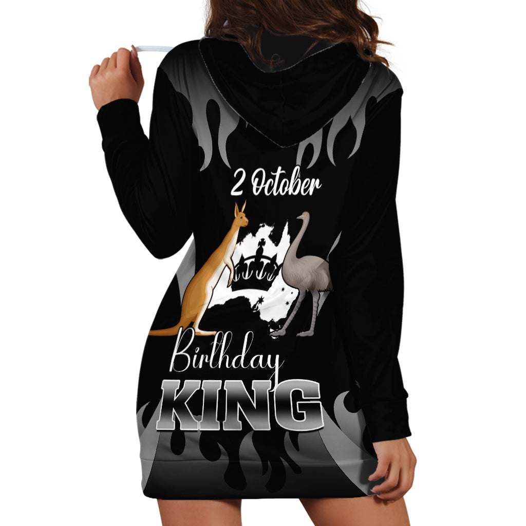 Australia King Birthday Hoodie Dress Australian Map With Crown Black Version - Vibe Hoodie Shop