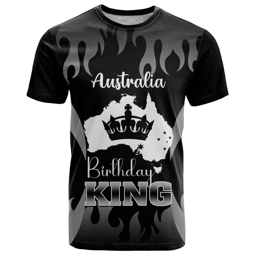 Australia King Birthday T Shirt Australian Map With Crown Black Version - Vibe Hoodie Shop