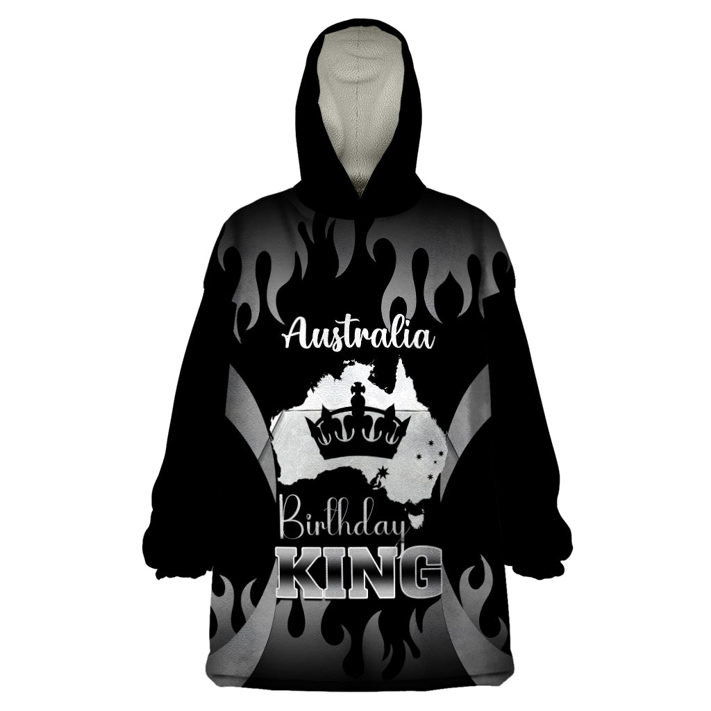 Australia King Birthday Wearable Blanket Hoodie Australian Map With Crown Black Version - Vibe Hoodie Shop