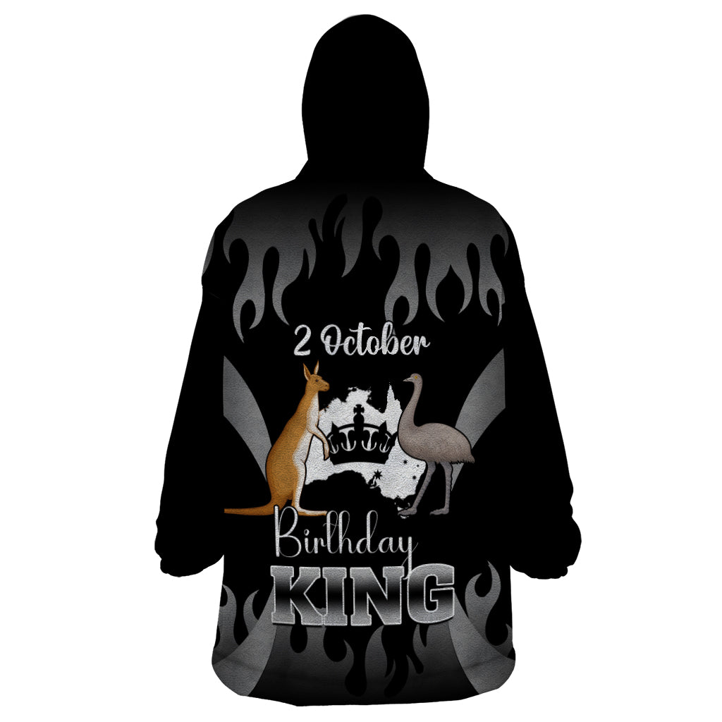 Australia King Birthday Wearable Blanket Hoodie Australian Map With Crown Black Version - Vibe Hoodie Shop