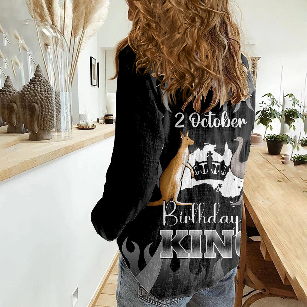 Australia King Birthday Women Casual Shirt Australian Map With Crown Black Version - Vibe Hoodie Shop