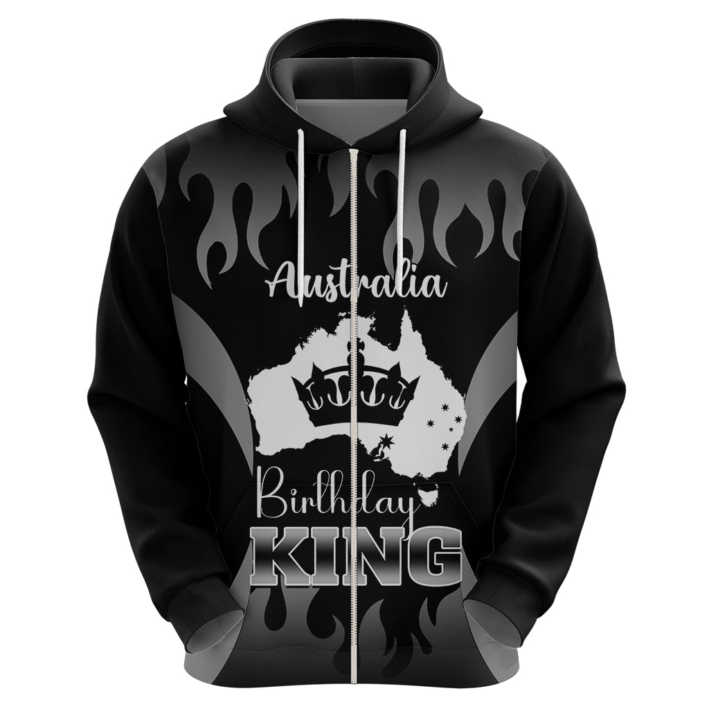 Personalised Australia King Birthday Hoodie Australian Map With Crown Black Version - Vibe Hoodie Shop