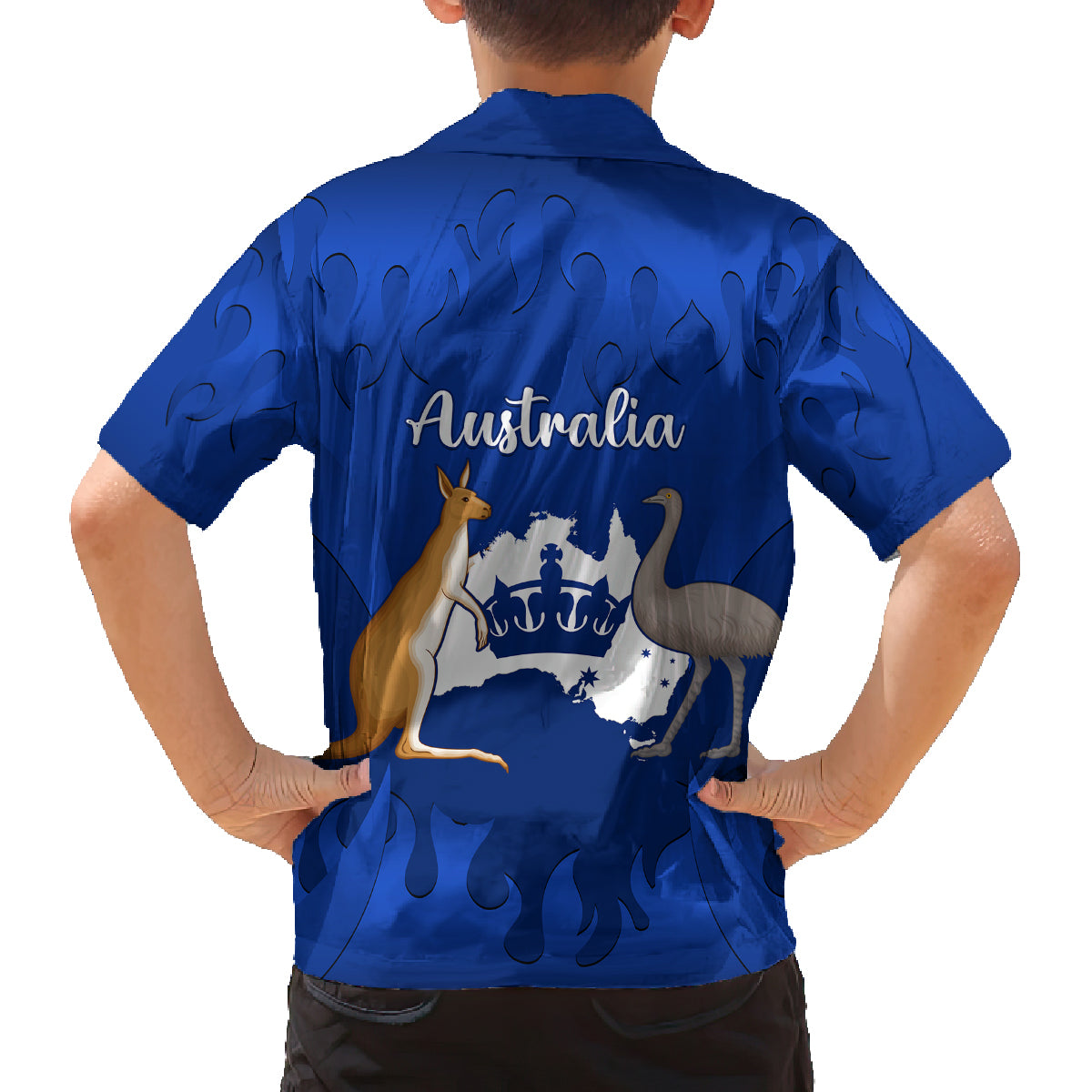 australia-king-birthday-family-matching-long-sleeve-bodycon-dress-and-hawaiian-shirt-australian-map-with-crown-blue-version