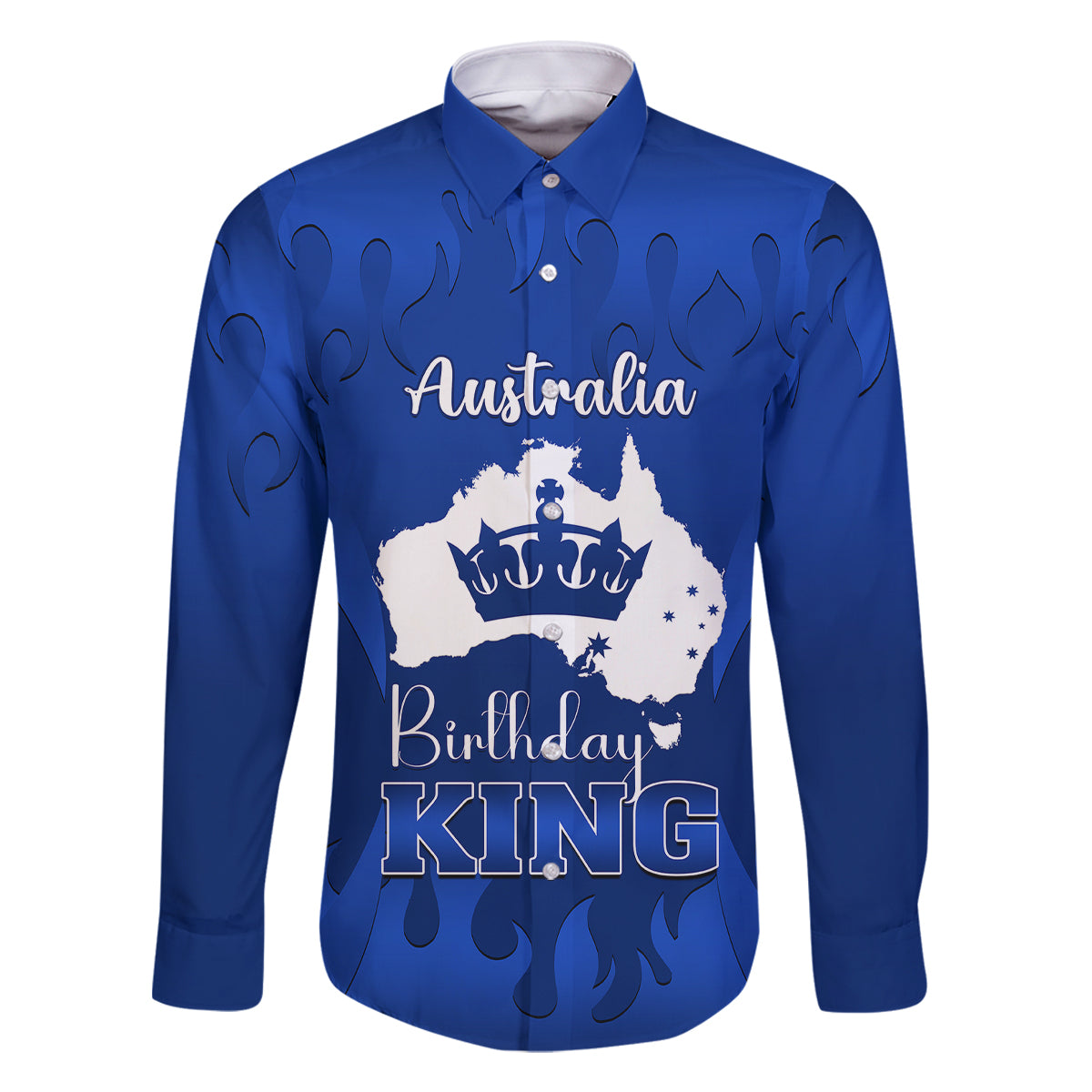 australia-king-birthday-family-matching-long-sleeve-bodycon-dress-and-hawaiian-shirt-australian-map-with-crown-blue-version