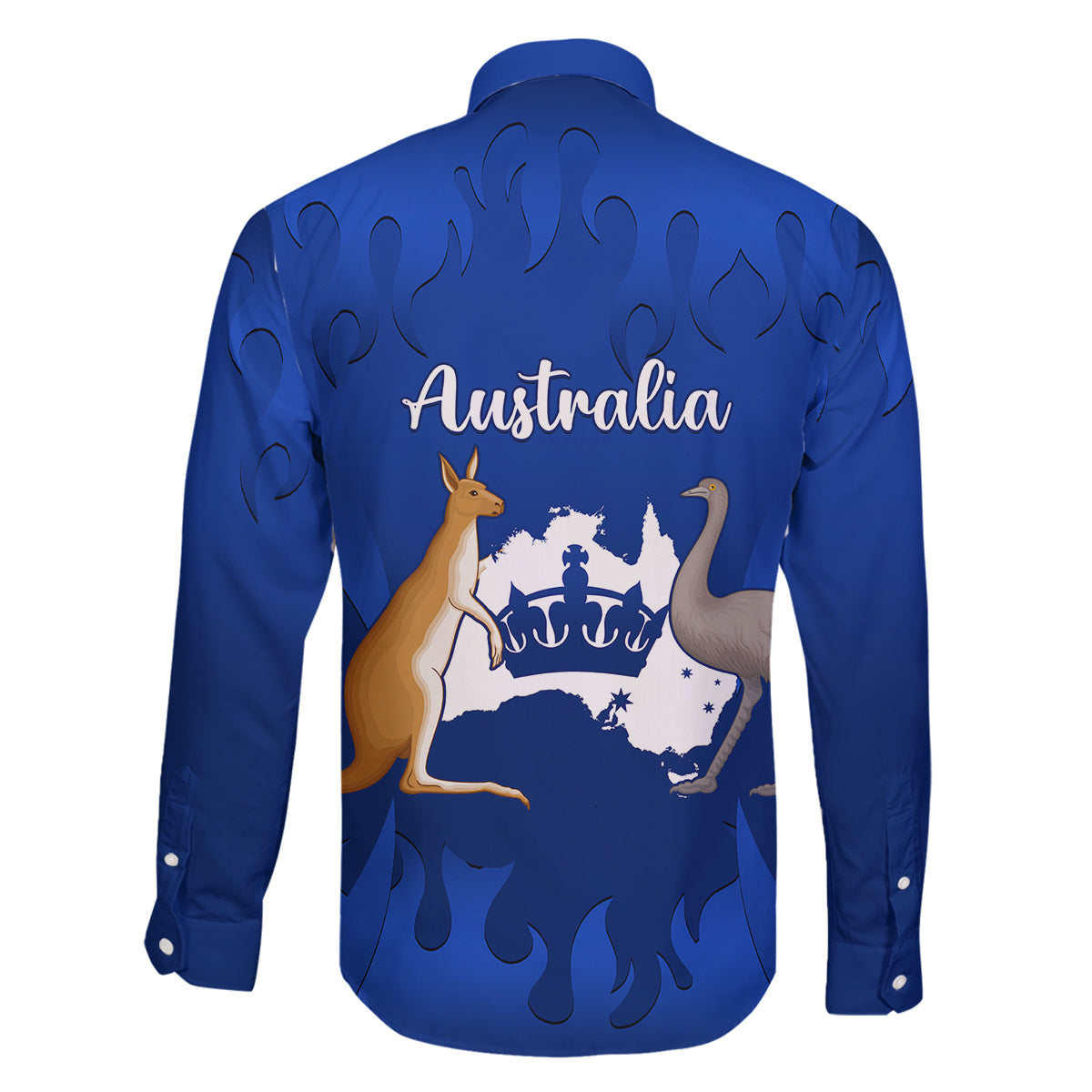 australia-king-birthday-family-matching-long-sleeve-bodycon-dress-and-hawaiian-shirt-australian-map-with-crown-blue-version