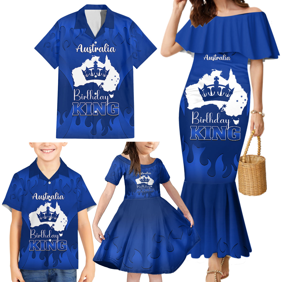 australia-king-birthday-family-matching-mermaid-dress-and-hawaiian-shirt-australian-map-with-crown-blue-version