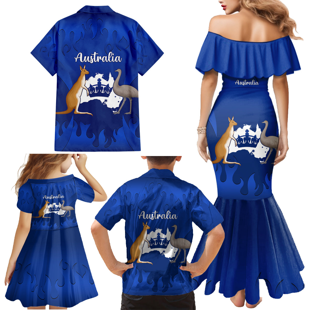 australia-king-birthday-family-matching-mermaid-dress-and-hawaiian-shirt-australian-map-with-crown-blue-version