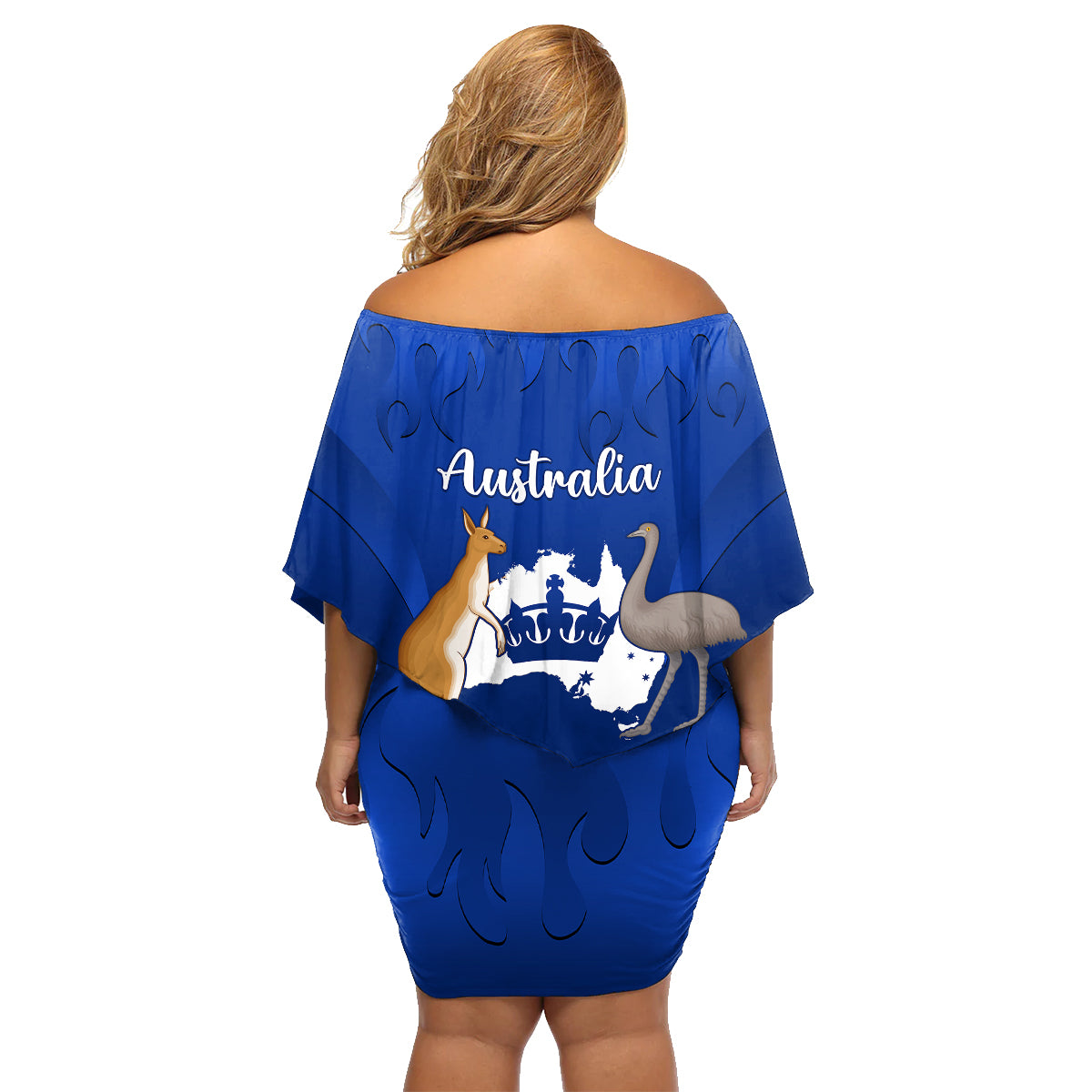 australia-king-birthday-family-matching-off-shoulder-short-dress-and-hawaiian-shirt-australian-map-with-crown-blue-version