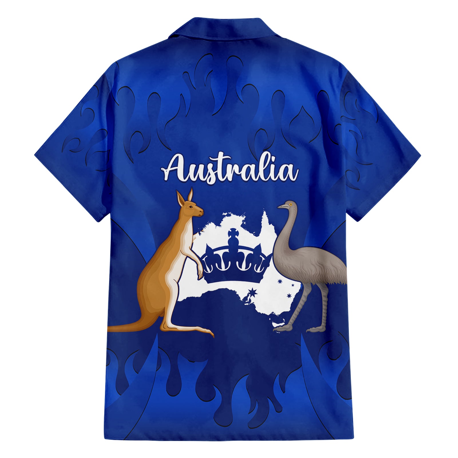 australia-king-birthday-family-matching-short-sleeve-bodycon-dress-and-hawaiian-shirt-australian-map-with-crown-blue-version